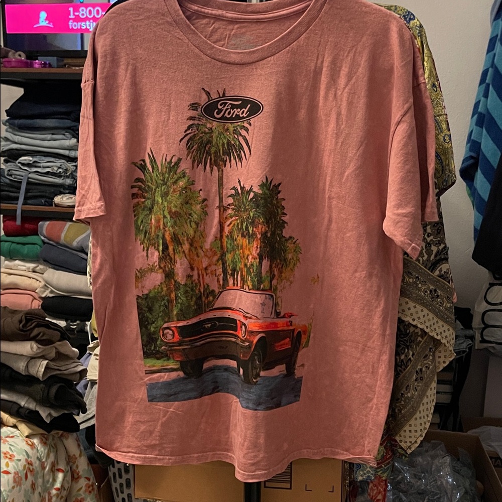 Ford Pink T-Shirt with Classic Car Design